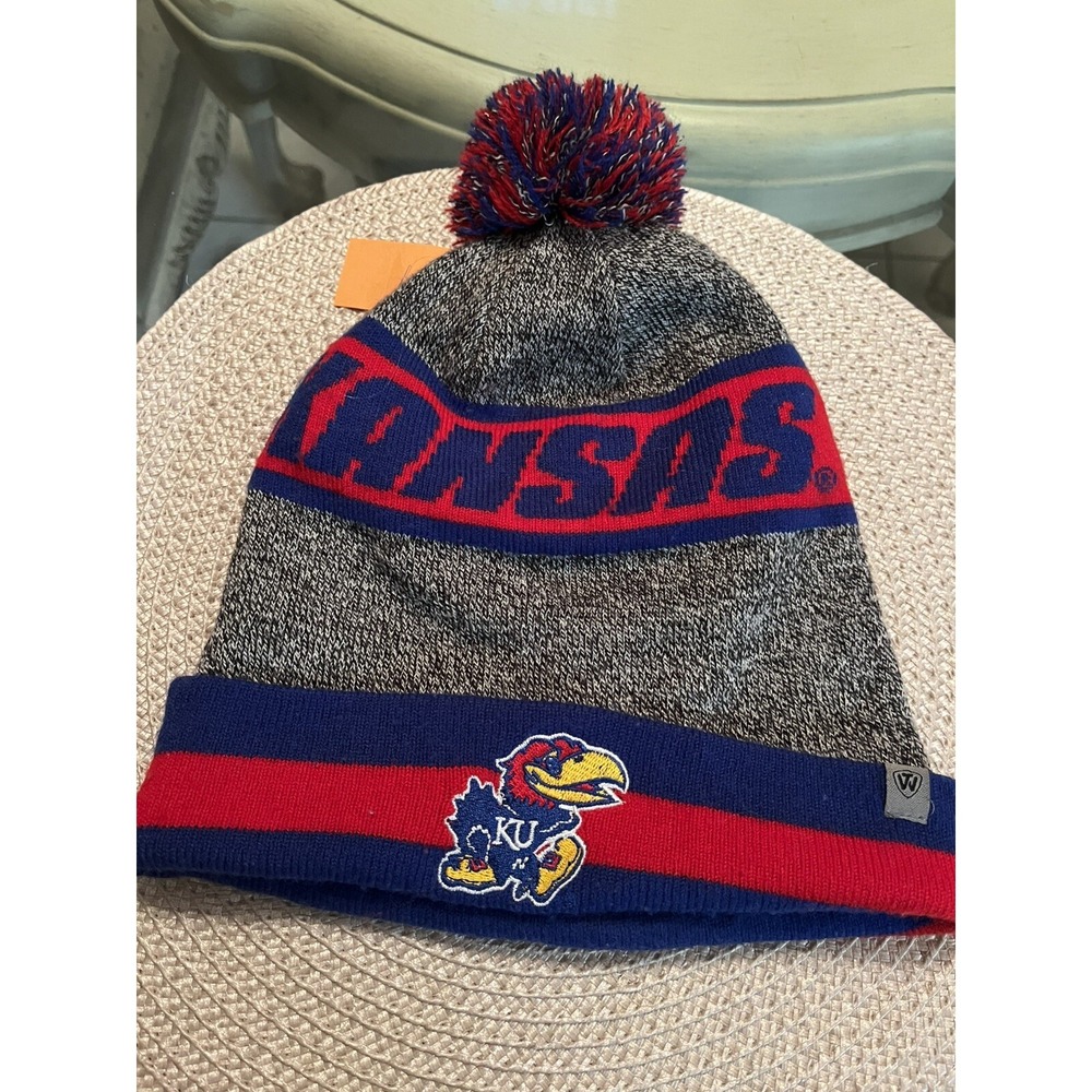 Kansas Jayhawks NCAA Top of the World Adult Cumulus Striped Cuffed Knit